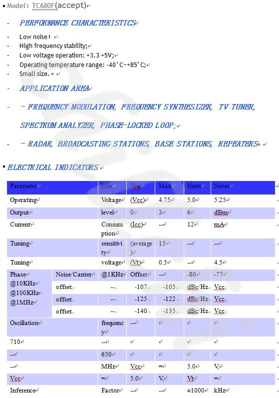 TC680F беспроводной микрофон VCO напряжение управляемый осциллятор 655-705 МГц