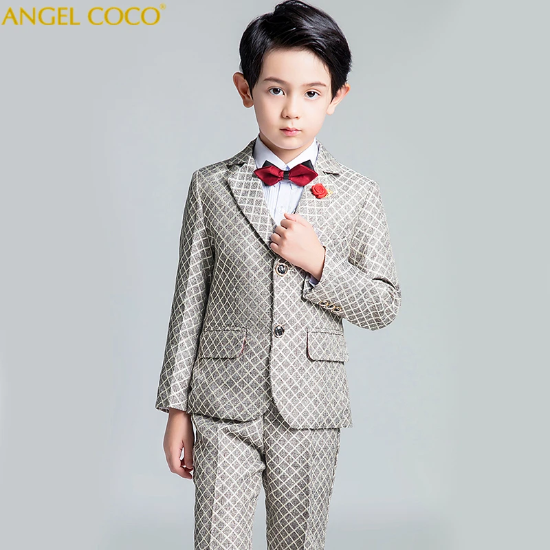 

5PCT/Sets Process Catwalk Children Suit Blazer Boys Suits For Weddings Formal Suit Costume Enfant Garcon Mariage Prom Suits 2019