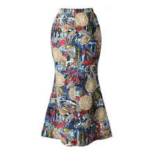 Синяя, красная, желтая, красная, темно-синяя Повседневная Женская юбка в стиле ретро с рыбий хвостом элегантная тонкая женская юбка для роста Женская юбка из хлопка и льна