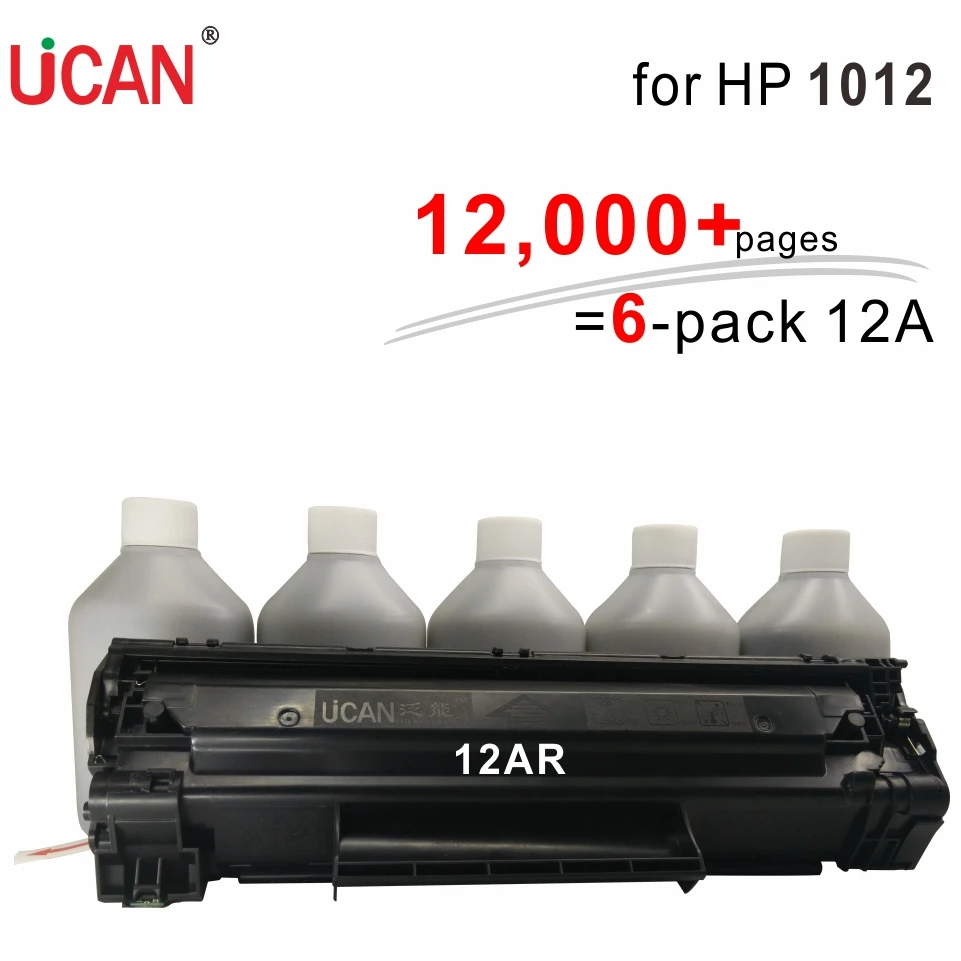 

UCAN CTSC(kit) 12AR for Hp 1012 printer 12,000 pages equivalent to 6-pack Q2612a toner cartridges