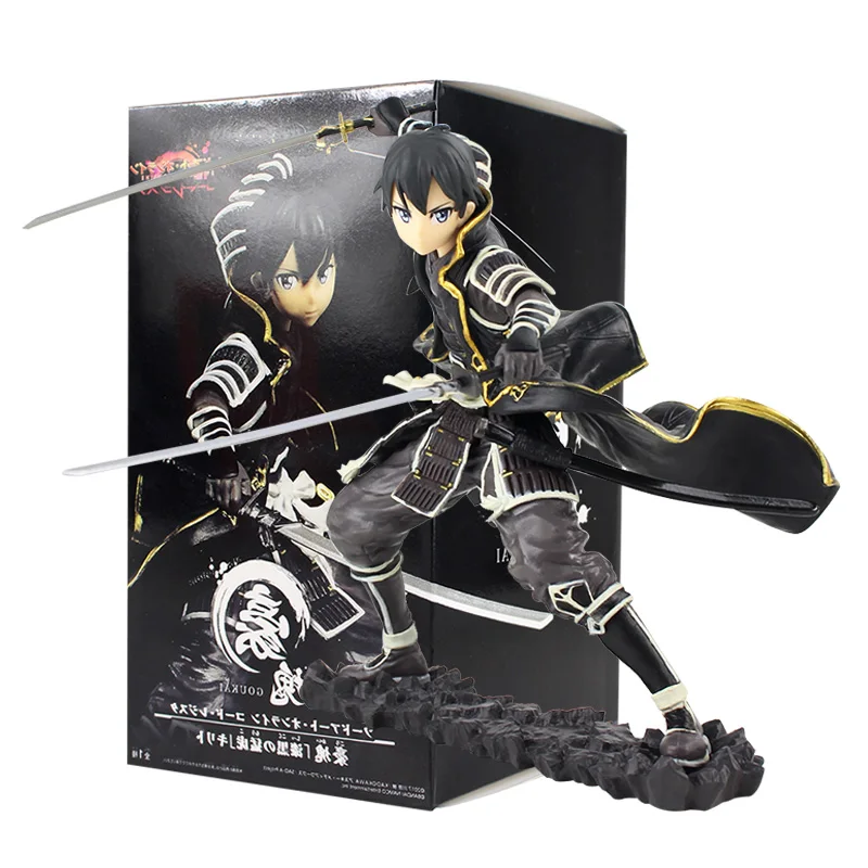 16.5cm Sword Art Online Action Figure SAO Kirito Goukai Black Tiger Kirigaya Kazuto Model Toy With Sword Weapon