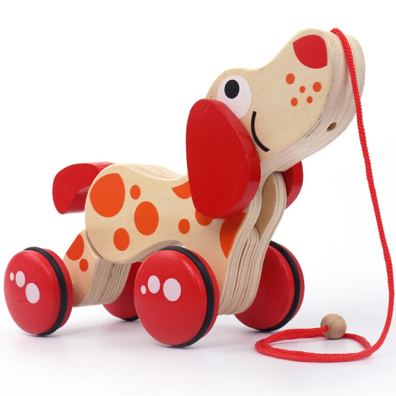 Мультяшная Классическая Детская игрушка, детская деревянная развивающая модель для детей, подарки для мальчиков, Крокодиловая собака, скручивающая игрушка