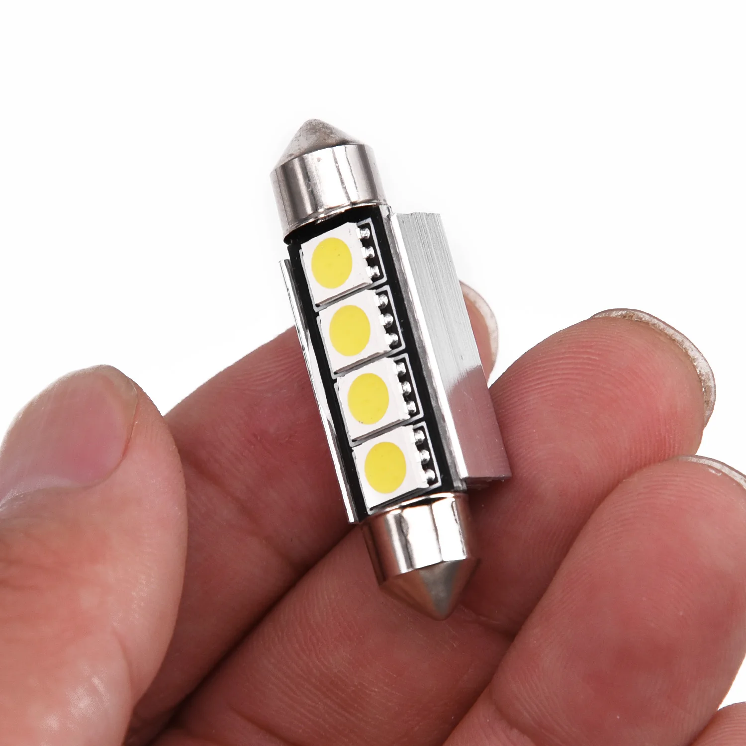 Белый 12 V 42mm 4 SMD купольный гирляндная шина Canbus без ошибок Автомобильный светодиодный лампочка 160-180LM