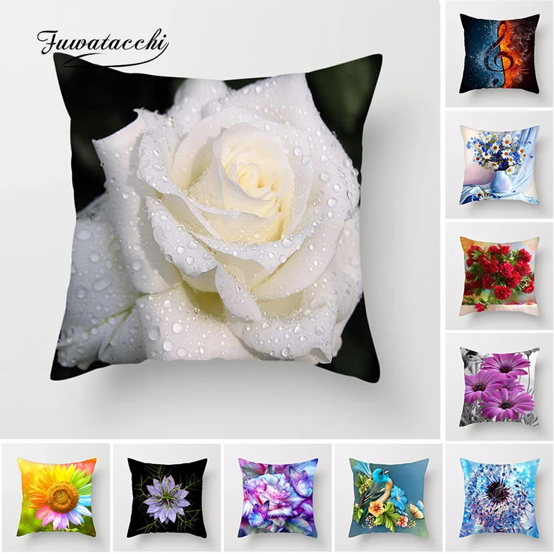 Fuwatacchi цветочный чехол для подушки с принтом подсолнуха розы одуванчика аксессуары для домашнего декора наволочка для дивана автомобиля наволочка для подушек в спальне