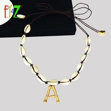 F. J4Z популярное женское ожерелье с буквенным принтом из сплава, маленькое 26 оригинальное ожерелье и подвеска, Дамское ожерелье-чокер с ракушками, s воротник, inicial letra