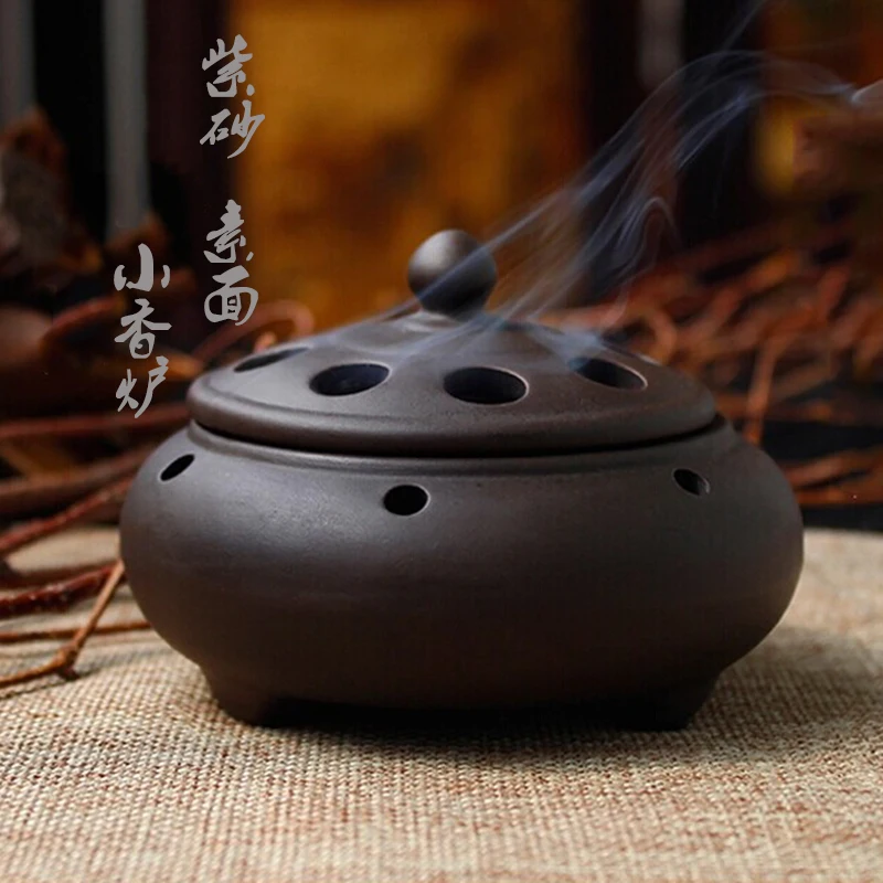 

Purple clay incense burner, censer, aloes, tower incense, sandalwood furnace, Buddha, incensory, thurible~