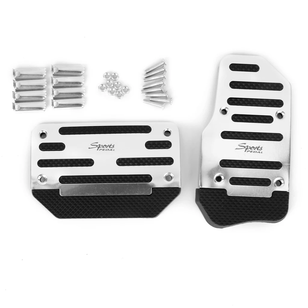 

Silver Non-Slip Car Truck Brake Pedal Accelerator Pad Cover Automatic Set of 2pcs