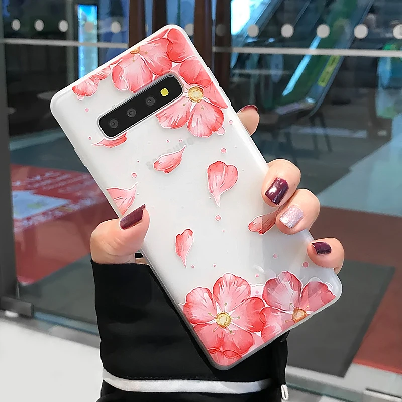 YHBBCASES мультфильм Розовый Цветы крышка телефона для Samsung Note 8 9 рельеф Peach Blossom ТПУ чехол для Samsung Galaxy S8 S9 S10 плюс