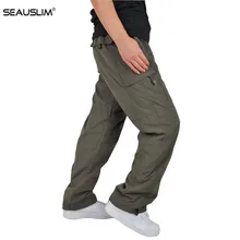 SEAUSLIM плотные флисовые брюки карго мужские хлопковые военные тактические брюки теплые повседневные мужские брюки с несколькими карманами LQ-ZR-02