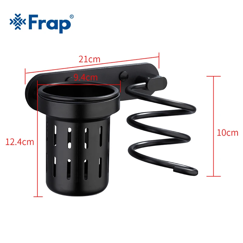 Günstige FRAP Schwarz Bad Raum Aluminium Wand Halterung Haar Trockner Halter Stehen Salon Bad Montiert Trockner Kamm Rack home Storage Y18052
