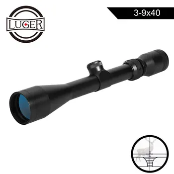 melhor Luger 3-9x40 Caça Mira óptica Escopo Cervos Retículo Riflescope Sniper Pistola De Ar Ao Ar Livre Colimador Rifle Escopo