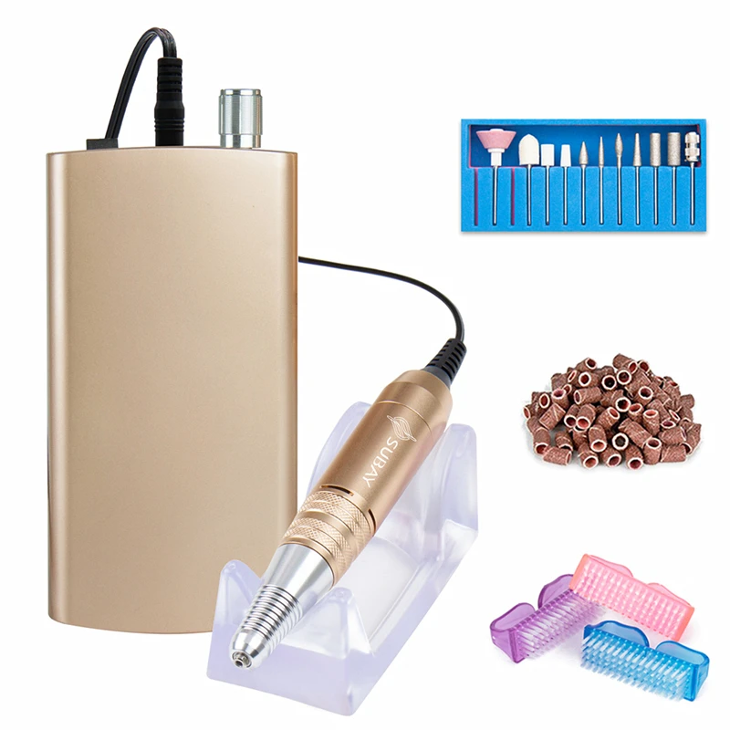 Baratos Máquina perforadora de uñas recargable de 30000RPM máquina eléctrica portátil de lima de uñas máquina de pedicura de manicura con 11 brocas, bandas de lijado
