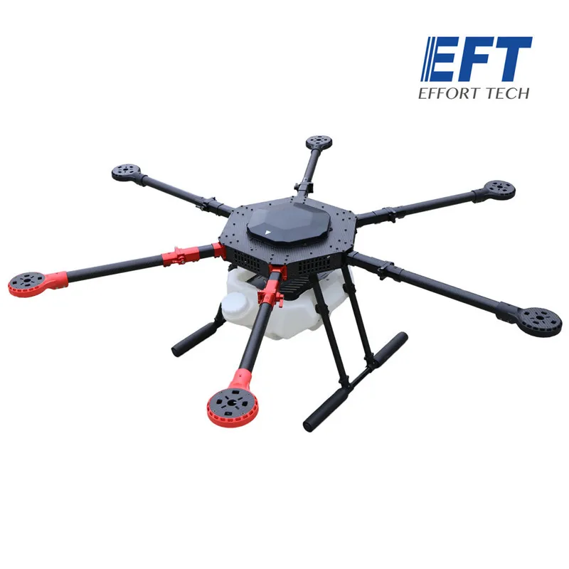 

EFT 10KG / 10L Agriculture drone spraying gimbal system 6-axis 1400mm Wheelbase Folding frame for UAV Hexacopter Spray pump