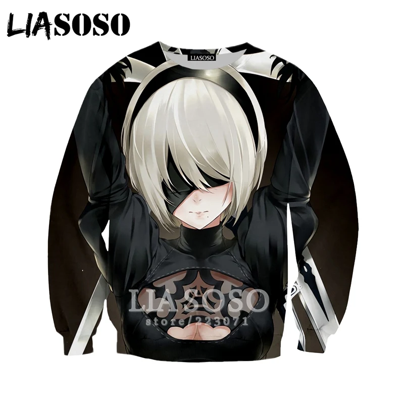 

LIASOSO Autumn New Men Women Fashion Hoodie 3D Print Video Game Nier Automata Dead Sweatshirt Long Sleeve Brand Pullover A164-06