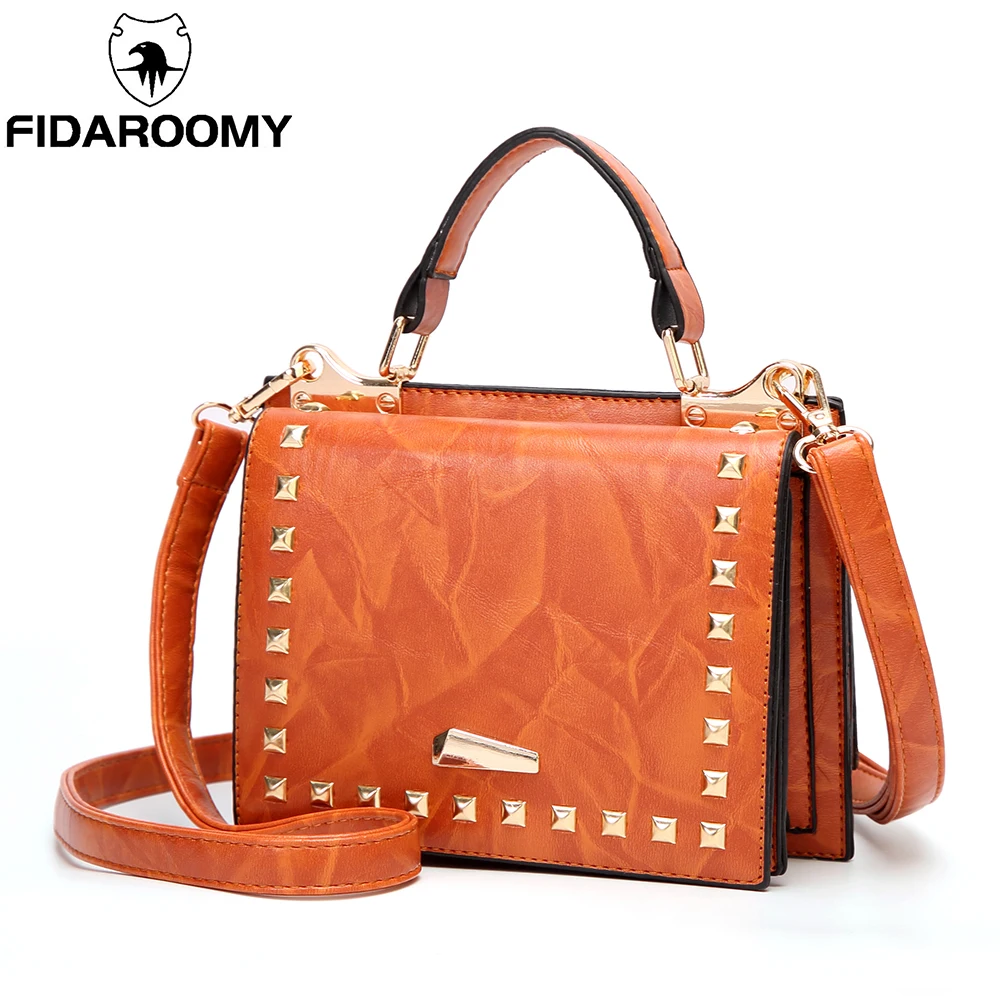 

Ladies PU Leather Handbags2018 Brand Women Bags Luxury Handbags Women Messenger Bags Cover Rivet Bag Girls Fashion Shoulder Bag