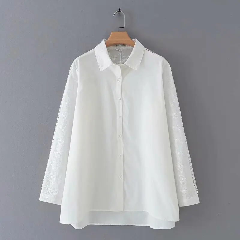 

Plus Size Casual Blouses 2019 Autumn Women Fashion Loose Long Sleeve Cotton Shirts G5-1918