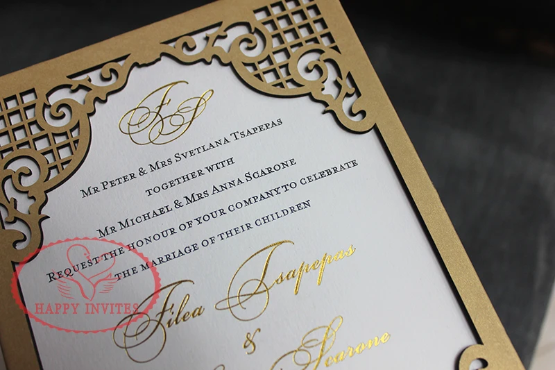 HI3038 - 03 Personalized Hardcover Wedding Card With Nice Laser Cut Design