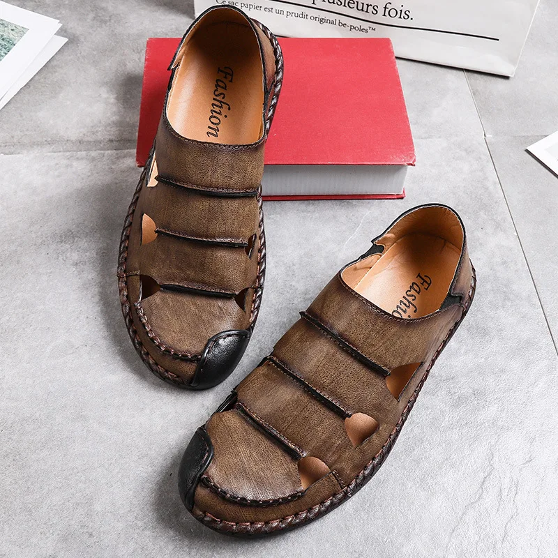 

Summer New Men's Shoe Sandals Large Size New Summer Hole Shoe Leather Shoe Size