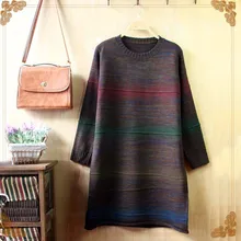 2016 women’s all-match color rainbow knitting long sleeve head girls sweater