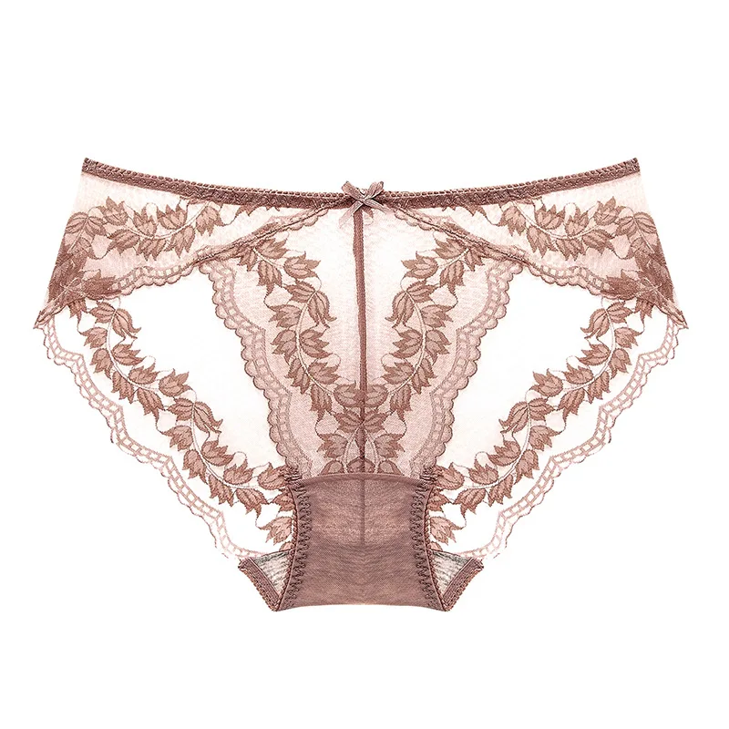 

Sexy Lace Breathable Soft Women Underwear Middle Waist Hollow Transparent Seamless Female Panties Thin Mesh Delicate Breifs