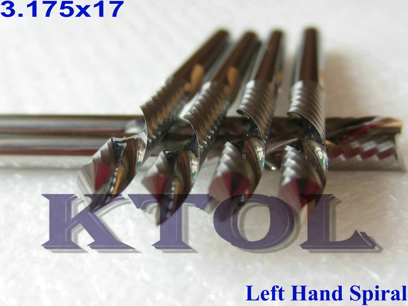 

3.175*17mm- DOWN Cutter, 10pcs One flute spiral router bits Left-Hand milling cutter for cnc wood tools, Free Shipping!