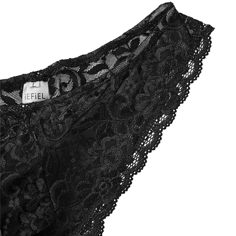 g string undies iEFiEL New Sexy Mens Lingerie Lacework Bulge Pouch Low Rise Bikini Briefs Underwear Gay Breathable Brief Lace Floral Underwear v string lace