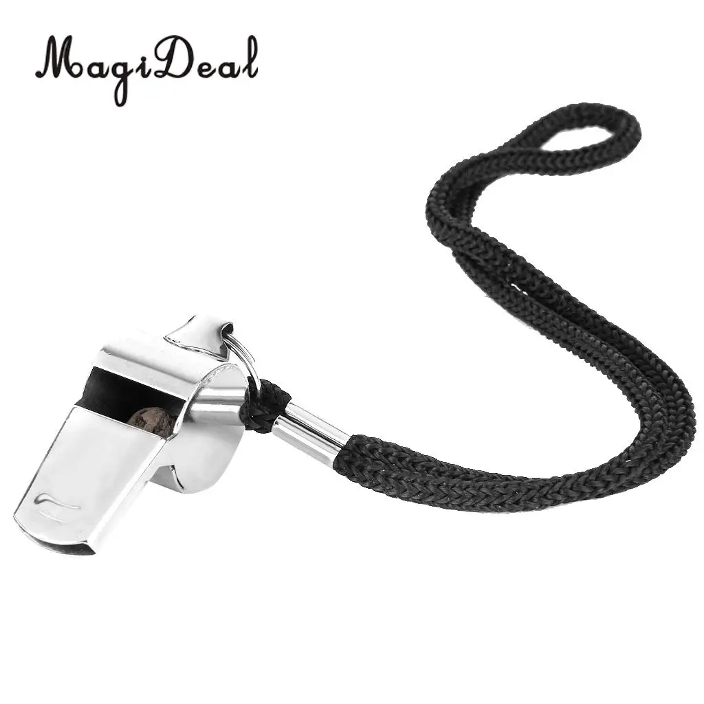 MagiDeal New Metal Referee Whistle and Lanyard Football Soccer Tool for Basketball Coaches Officials Board Game Supply Gifts