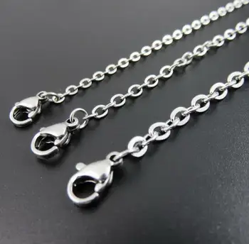 

100pcs Lot wholesale stainless steel 1.5mm/2mm/2.4mm/3mm Oval chain necklace 18''-24''