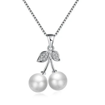 

925 Sterling Silver plant Natural freshwater pearl Pendant Necklace Long Chain Necklace Jewelry Wedding Necklace Accessories