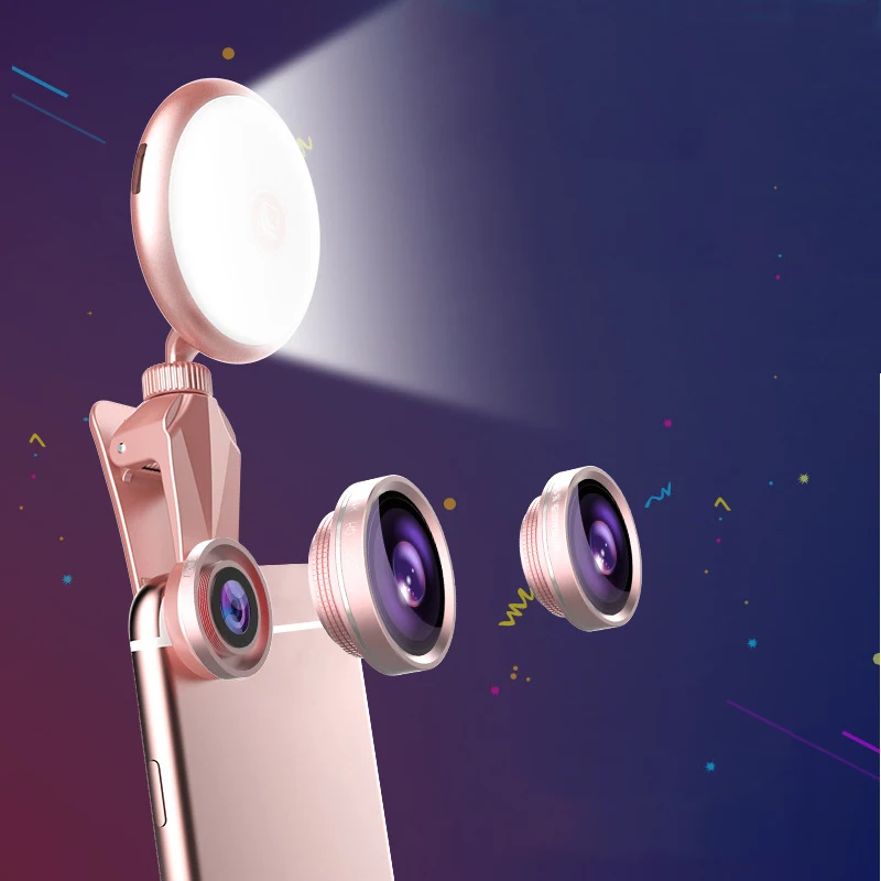 

Ecusells 8 LED Flash Light Mobile Phone Lens for Smartphone Led Light 360 Degree Rotation led flash