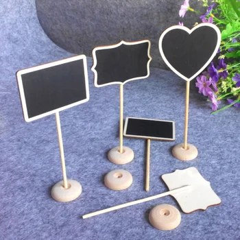 

12 Pcs Wooden Chalkboard Backboard Wedding Party Table Decor Message Number Tag Rectangle Shape Blackboards 18cmX8cm