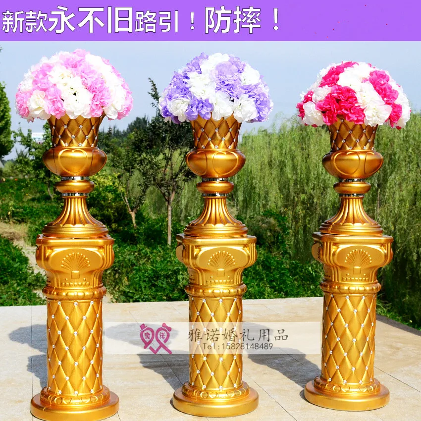 

2pcs Wedding Event Party road led gold stand pillars with flowrpots