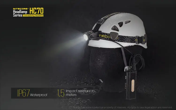 Nitecore HC70 1000 люмен перезаряжаемый налобный фонарь с внешним аккумулятором, водонепроницаемый светильник для путешествий
