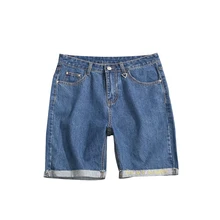 Летние джинсы, шорты для мужчин, новинка, большие размеры 5XL, индивидуальная цветная линия вышивки, мужские свободные шорты из денима Masculino