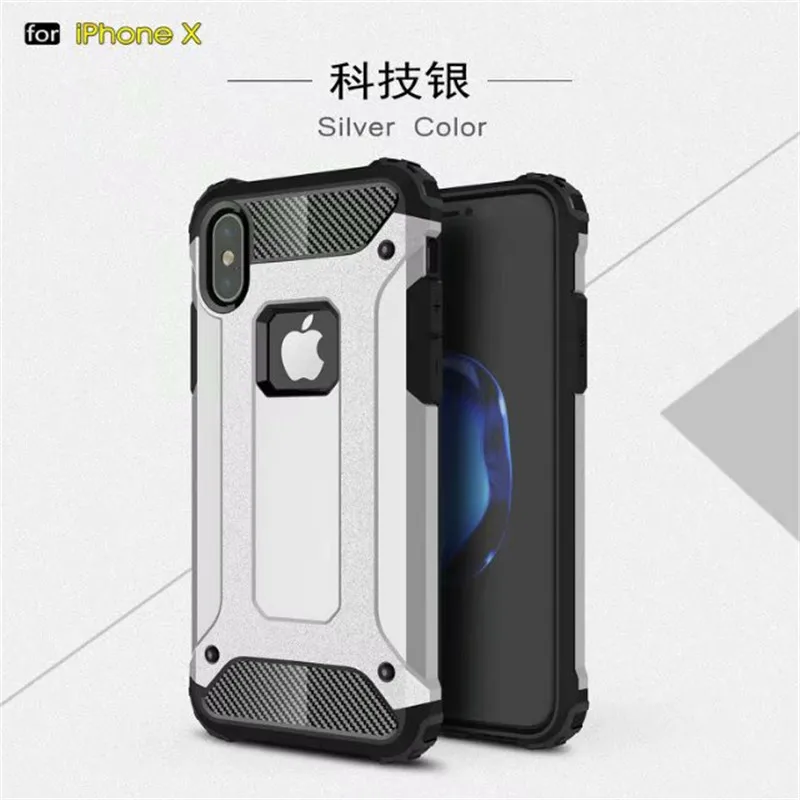 For iphone XS Max case Luxury Shockroof Hybrid TPU Armor Hard Cover For iphone 11 pro 5 5s SE 6 6s 7 8 plus Rugged Coque Fundas - Цвет: sliver