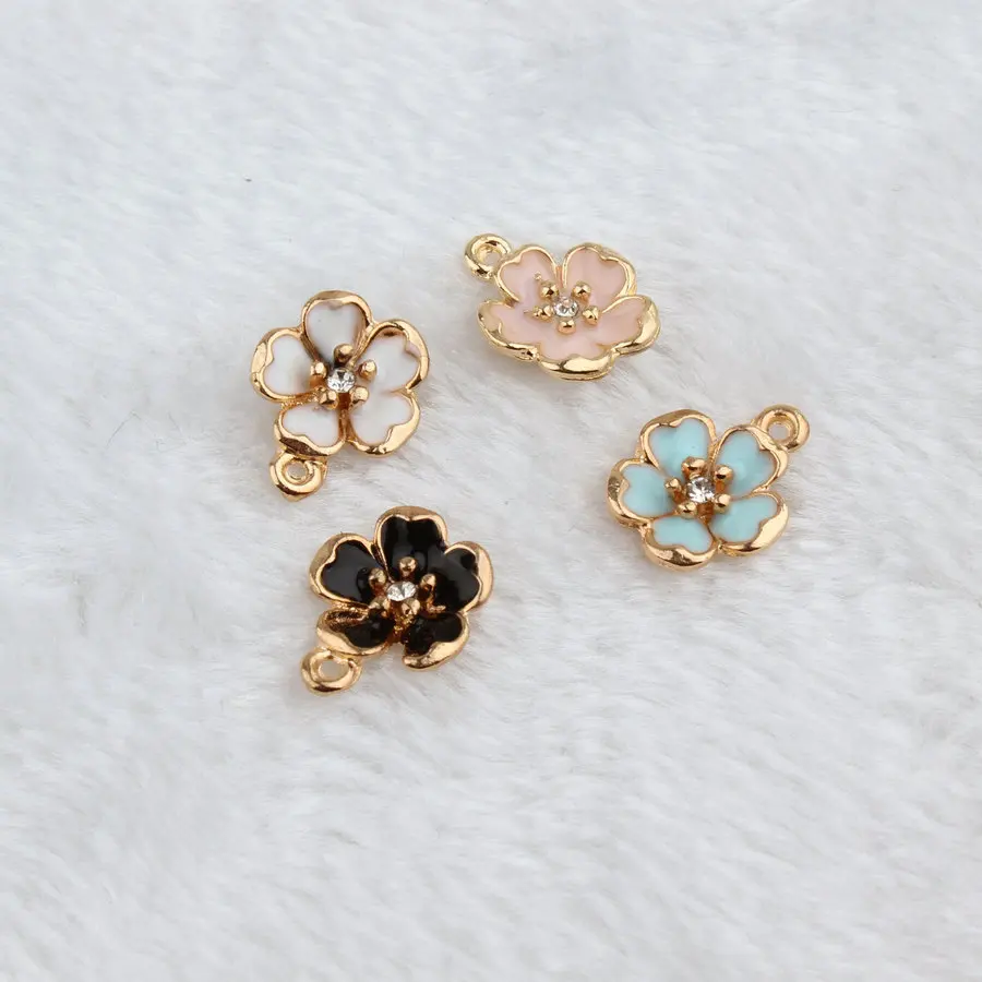 

10pcs 12x16mm flower peach blossom charm enamel charm for jewelry making fashion charm earring pendant metal charm