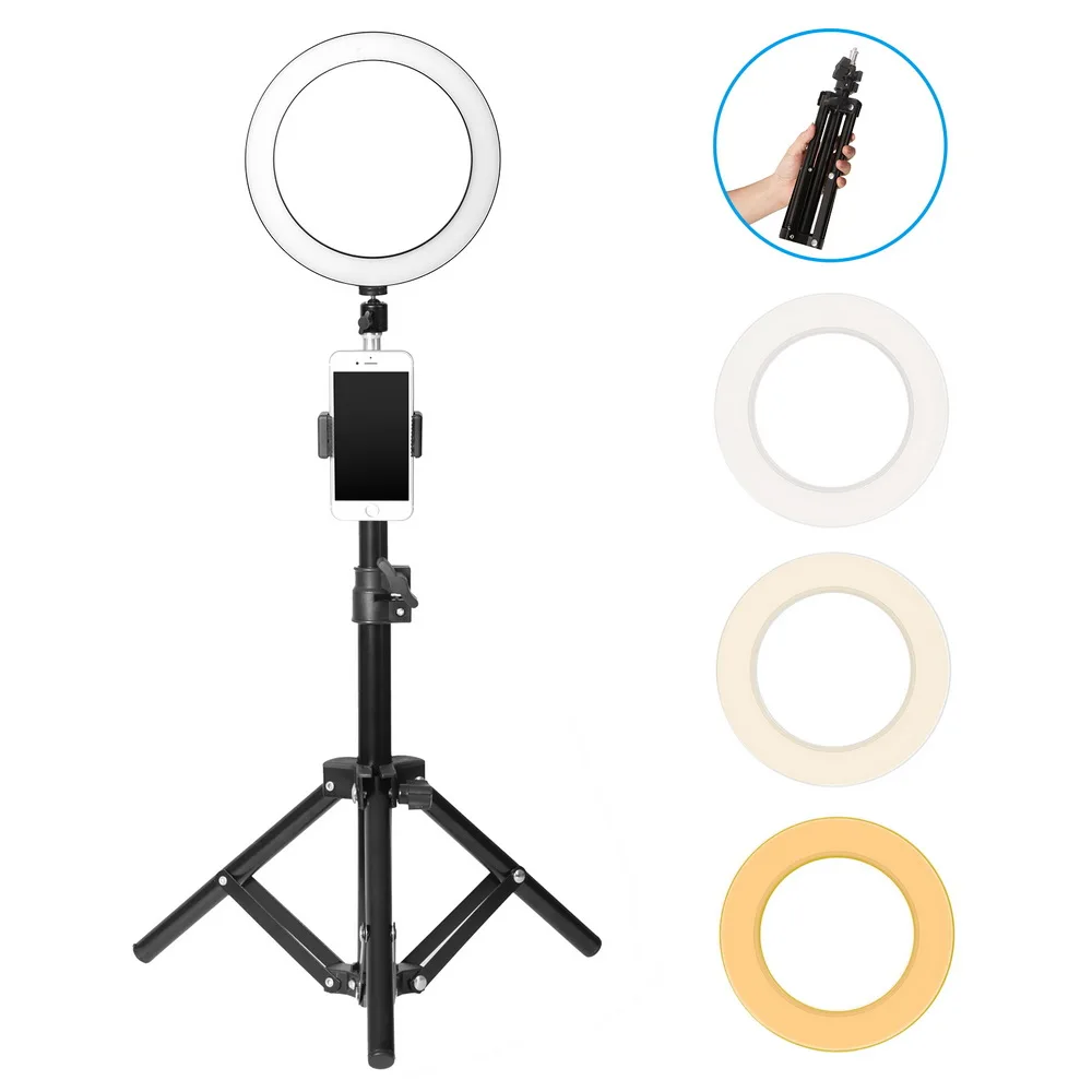 

Dimmable LED Studio Camera Ring Light Photo Phone Video Light Lamp With Tripods Selfie Stick Ring Table Fill Light For Canon