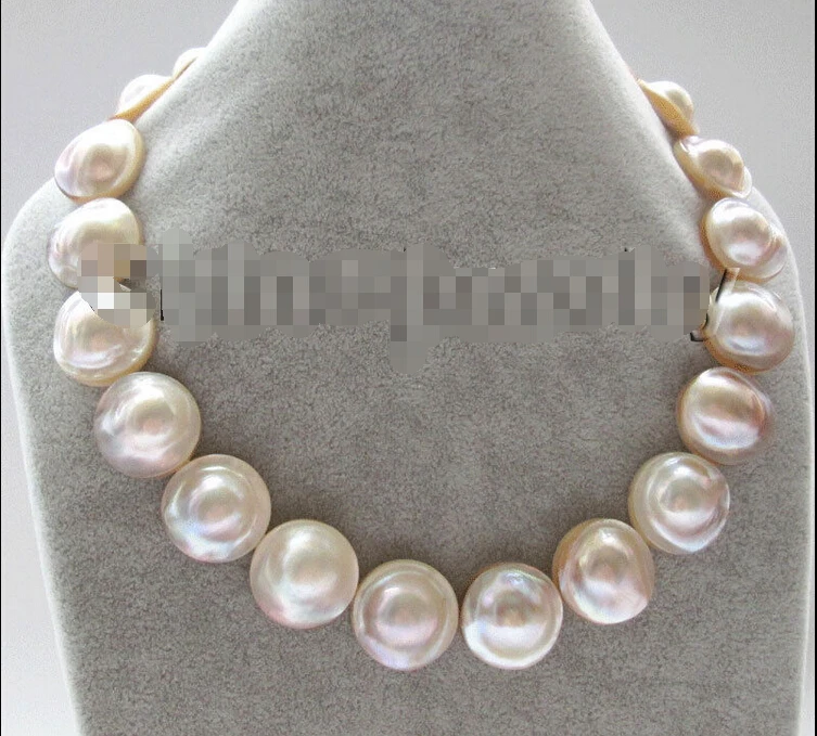 

Free shipping@@@@@ A>Necklace - AAA 17" 22-23mm big size natural white blister Mabe pearl necklace a
