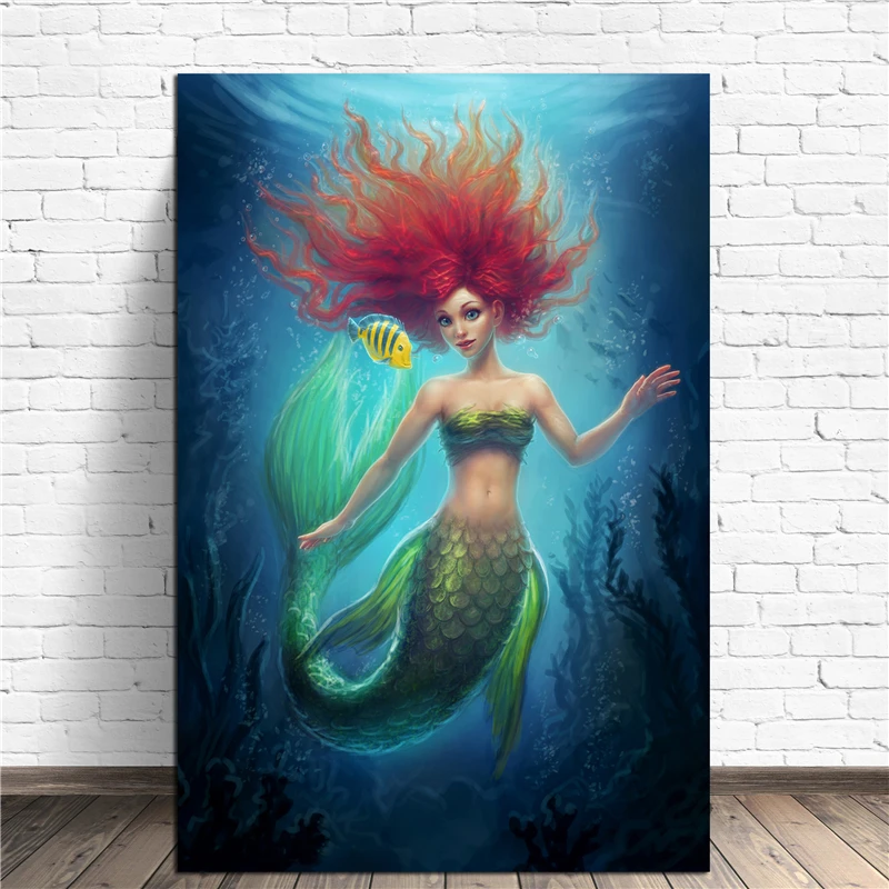 

Ariel The Little Mermaid Fanart Canvas Painting Print Bedroom Home Decoration Modern Wall Art Oil Painting Poster Salon Picture