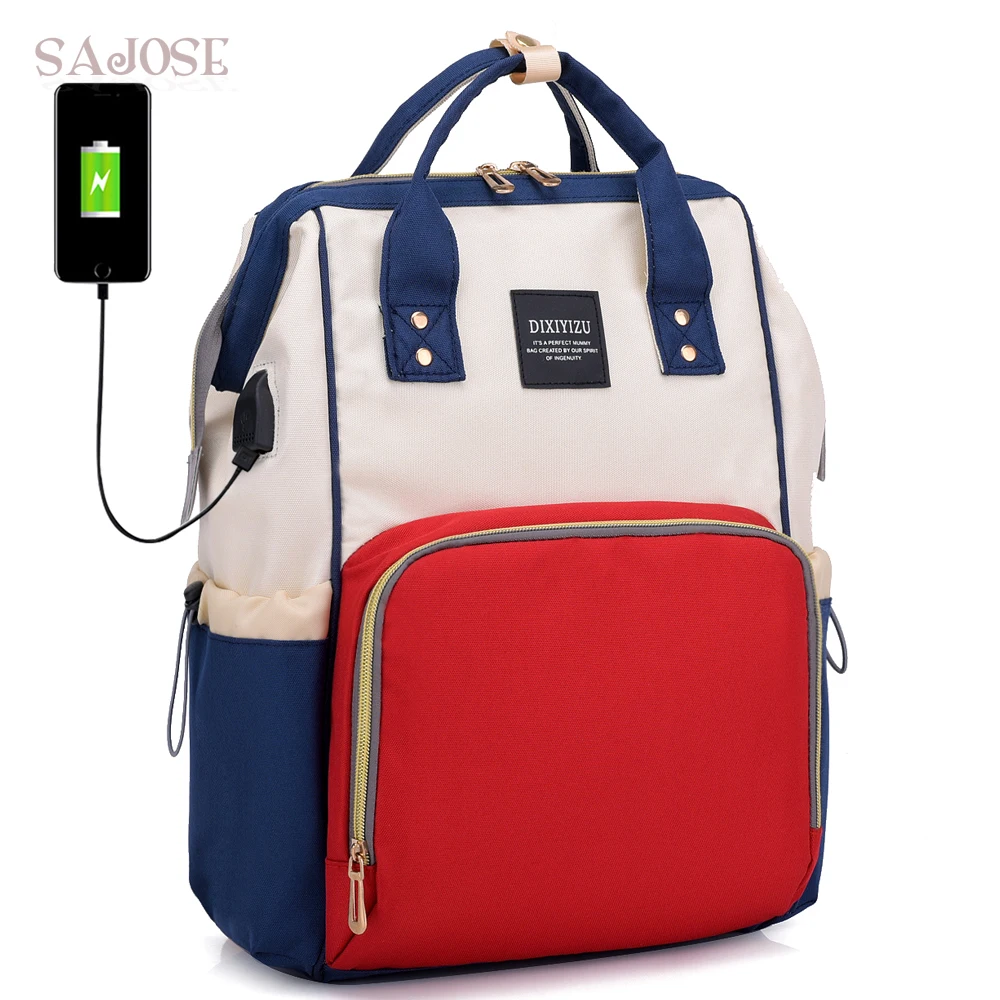 

New Fashion Mummy Maternity Nappy Bag Travel Backpack Designer Large Capacity Baby Bag Hot Stroller USB Diaper Bag for Baby Care