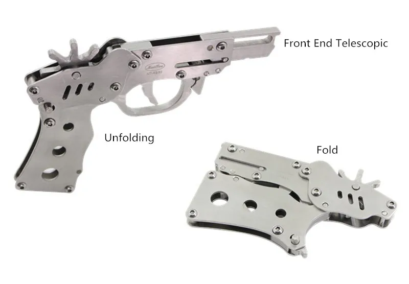 

Nostalgic Folding Outdoors Launched Stainless Steel 8 Bursts Rubber Band Gun Child-parent Interactive Toy Gun Safety Solid