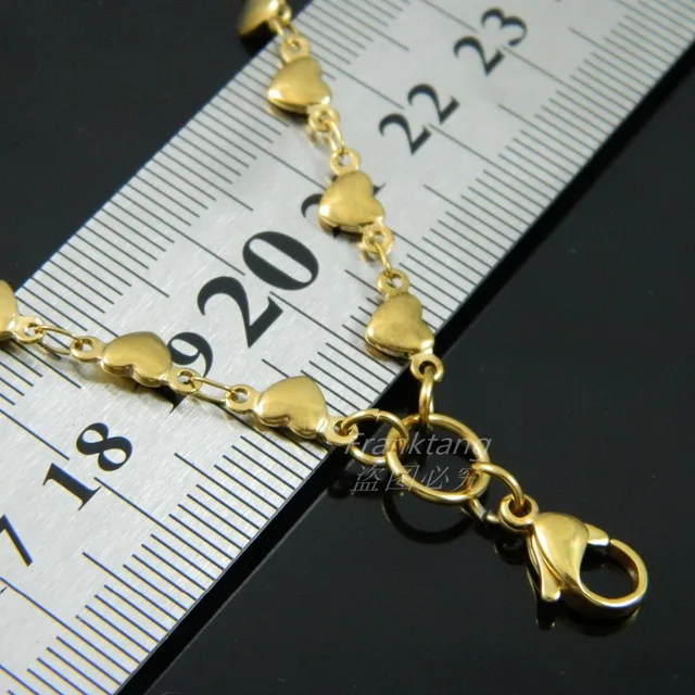 Gold Love Heart link Chain, Stainless Steel Gold Floating Locket