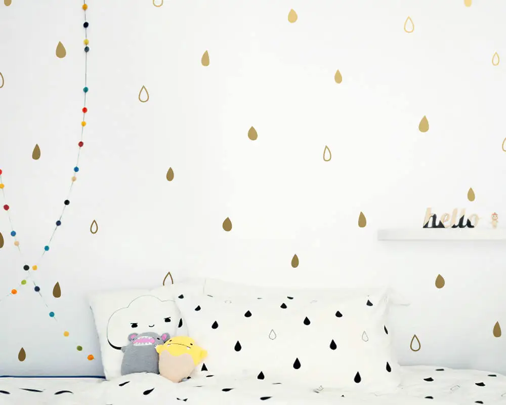 240pcs set Raindrop Nursery Decals Vinyl DIY Decor Kids Room Sticker Elegant Unique Rain Wall Stickers Bedroom Decorative LC798 | Дом и сад