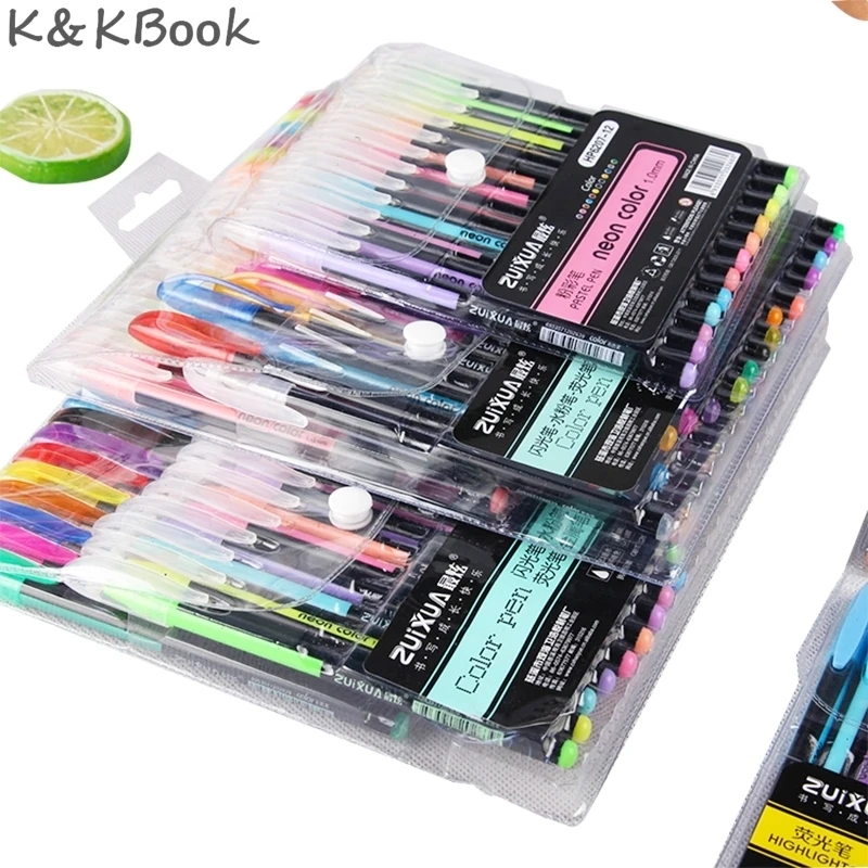 12 24 36 48 цветов, Горячая гелевая ручка, металлические маркеры, неоновые цвета, эскизная ручка, креативная шариковая ручка, маркер, материал Escolar