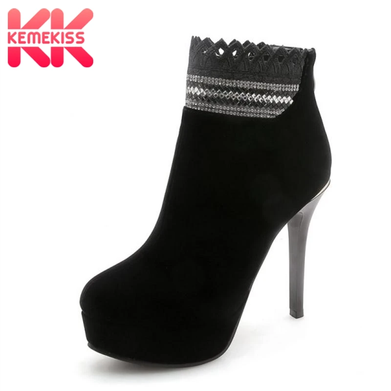 

KemeKiss High Heel Ankle Boots Women's Shoes Platform Mixed Color Short Boots Fashion Sexy Shoes Ladies Footwear Size 32-42