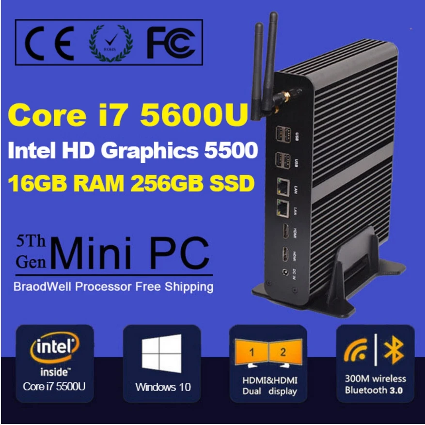 Lowest Price Fanless Mini pc i7 5500U 5600U/i7 4600U/ i7 4500U in Windows10 HTPC Intel Nuc Computer Broadwell Graphics HD 5500 300M Wifi Lowest Price Fanless Mini pc i7 5500U 5600U/i7 4600U/ i7 4500U in Windows10 HTPC Intel Nuc Computer Broadwell Graphics HD 5500 300M Wifi