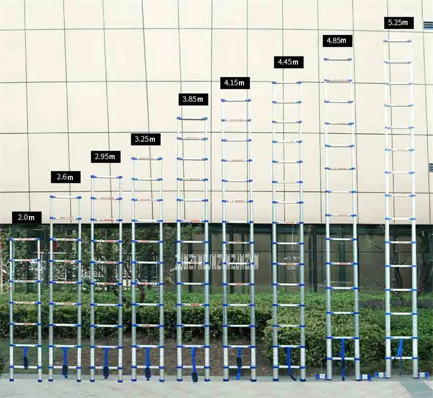 4,85 м прямая лестница JJS511 Портативный бытовой раздвижная лестница утолщаются алюминиевого сплава односторонняя 14-шаг Инженерная лестница