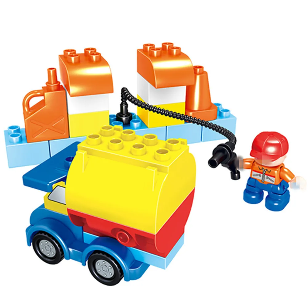 Tumama 125pcs Trucks Cars Model Blocks Figures Parts Compatible Legoed Duploe Educational Diy Bricks Toys For Children Big Size