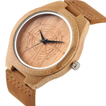 

Mens Watches Top Brand Luxury Bamboo Wood Watches Male Genuine Leather Band Quartz Watch Movement Wrist Watch Sport Casual Gift