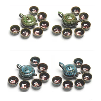 

7pcs/Set Ceramic China Tea Set Kung Fu Teaset Teapot Gaiwan Tureen Teacup teapot set gifts Drinkware Celadon Exquisite Tea Set